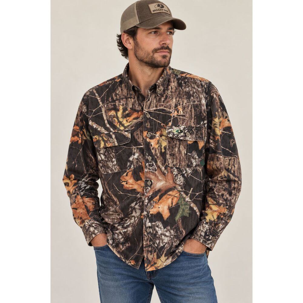 Mossy Oak Stealth Weave 4417 Men’s L Camo Long Sleeve Hunting Shirt 100% Cotton